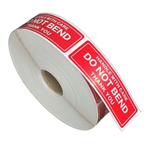 firstzi 1×3 inches handle with care – do not bend – thank you self adhesive shipping warning labels for usps envelope, 1000 stickers per roll