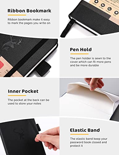 molekaus Password Book with Alphabetical Tabs Small Password Keeper with Extra Password Space to Change Password. Password Notebook for Home or Office for Internet Log In, 6.1*3.7in black small