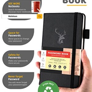 molekaus Password Book with Alphabetical Tabs Small Password Keeper with Extra Password Space to Change Password. Password Notebook for Home or Office for Internet Log In, 6.1*3.7in black small