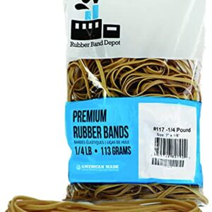 Rubber Bands, Rubber Band Depot, Size #117, Approximately 50 Rubber Bands Per Bag, Rubber Band Measurements: 7" x 1/8'' - 1/4 Pound Bag