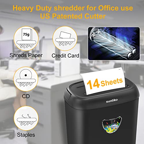 Paper Shredder, 14-Sheet Cross Cut with 6.6-Gallon Basket, P-4 Security Level, 3-Mode Design Shred Card/CD/Staple/Clip, Heavy Duty with Jam Proof System, Woolsche Paper Shredder for Office (ETL)