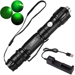 jcksy green beam pointer, high power long range adjustable focus with star cap handheld light, for hiking indoor outdoor teaching camping travel