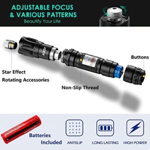 JCKSY Green Beam Pointer, High Power Long Range Adjustable Focus with Star Cap Handheld Light, for Hiking Indoor Outdoor Teaching Camping Travel