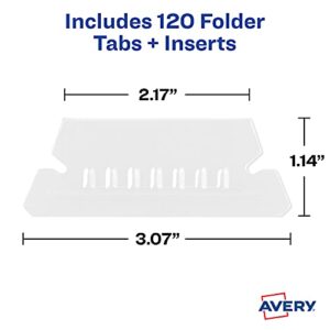 Avery Hanging File Tabs, 1/5 Cut, Clear, Permanent, Pack of 20 (6727)