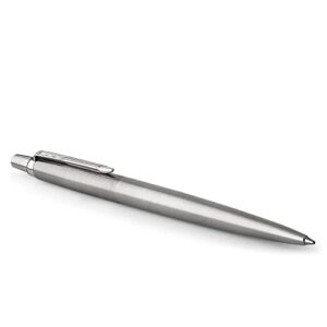 parker 1953170 jotter ballpoint pen, stainless steel with chrome trim, medium point blue ink, gift box