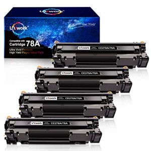 uniwork compatible toner cartridge replacement for hp 78a ce278a use for laserjet pro p1606dn m1536dnf p1566 p1560 p1606 m1536 printer tray, 4 black