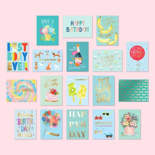 S&O - 50 Birthday Happy Birthday Cards with Envelopes and Birthday Card Assortment Box. Variety Set of Assorted Birthday Cards with Envelopes, Bulk Greeting Cards Assortment