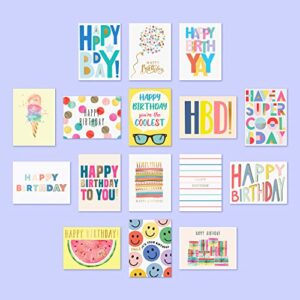 S&O - 50 Birthday Happy Birthday Cards with Envelopes and Birthday Card Assortment Box. Variety Set of Assorted Birthday Cards with Envelopes, Bulk Greeting Cards Assortment