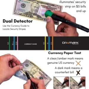 Dri Mark Dual Test 351UVCL - The Original Counterfeit Detection Marker Pen with UV LED Cap, Tests for Security Strips and Authentic Currency Paper - 1 UV Light/Pen Black/Green Plus 1 Holder with Coil