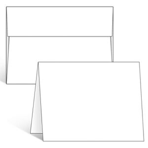 ohuhu blank white cards and envelopes 100 pack, 5 x 7 heavyweight folded cardstock and a7 envelopes for diy christmas greeting cards, wedding, birthday, invitations, thank you cards & all occasion
