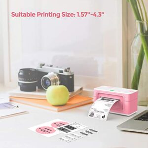 MUNBYN Eco-Friendly Packaging Thermal Printer for Shipping Labels, Pink Label Printer for Small Business Compatible with UPS, USPS, Etsy, Amazon, Ebay, Shopify, FedEx,