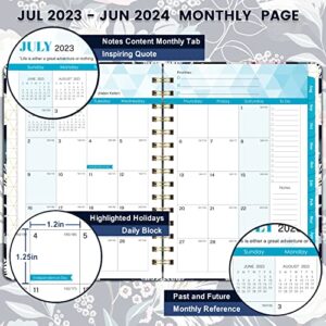 Planner 2023-2024 - Academic Planner/Calendar 2023-2024 from Jul.2023 - Jun.2024, 2023-2024 Planner Weekly and Monthly with Tabs, 6.3" x 8.4", Hardcover + Back Pocket + Twin-Wire Binding, Daily Organizer - Petunia