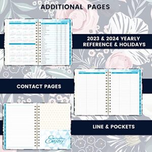 Planner 2023-2024 - Academic Planner/Calendar 2023-2024 from Jul.2023 - Jun.2024, 2023-2024 Planner Weekly and Monthly with Tabs, 6.3" x 8.4", Hardcover + Back Pocket + Twin-Wire Binding, Daily Organizer - Petunia