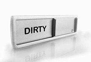 metal dishwasher magnet clean dirty sign in stainless steel – unique and stylish look (silver w/black lettering)