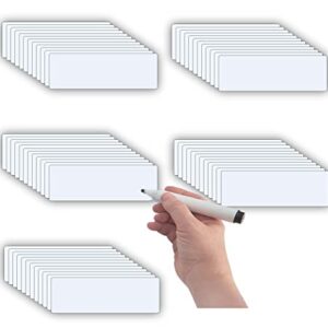 STTMGN Dry Erase Magnetic Labels (1x3",Pack of 60),Write On Magnets Sticker,Real Waterproof/Reusable for Classroom&Office&Cabinet&whiteboard&Fridge&More (White)