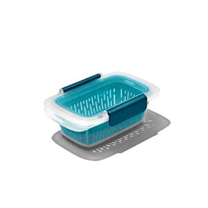 oxo good grips prep & go 1.9 cup/0.45 l container with colander | leakproof food storage | perfect for rinsing and storing fruits and veggies | bpa free | microwave and dishwasher safe | freezer safe