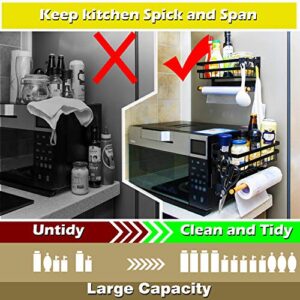 Sleclean Magnetic Spice Rack Organizer for Refrigerator, 2 Pack, Paper Towel Holder Magnetic, Kitchen Magnetic Shelf,11.8"x4.5"x6.3",Black