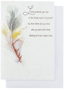 hallmark sympathy card (stitched feather)