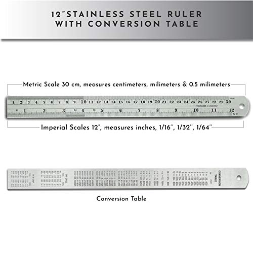 12-Inch Architectural and Engineering Scale Ruler Set (Imperial) | Laser-Etched Aluminum Triangular Drafting Tool | for Architect and Civil Engineer Blueprints | Standard Metal Ruler Included