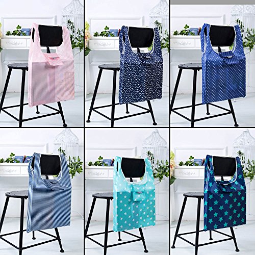 Foldable Reusable Grocery Bags Folding Shopping Tote Bag Fits in Pocket Eco Friendly Cloth Bags for Groceries Recycle Bags Water Resistant Lightweight Strong & Durable Grocery Bags Large(6Pack)