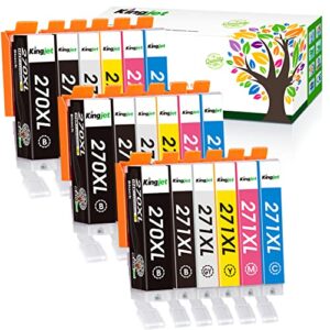 kingjet compatible ink cartridge replacement for canon pgi-270xl cli-271xl 270xl 271xl for pixma mg7720 ts8020 ts9020 printer, 3 sets high yield with grey (6 color)