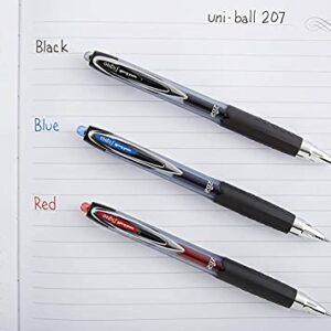 Uniball Signo 207 Retractable Gel Pens - Medium Point - 6 Black with 6 Blue Ink Pens (Total of 12 Pens)