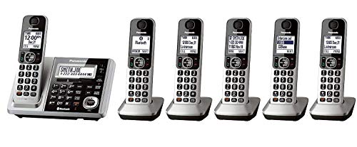 Panasonic KX-TGF375S + 1 KX-TGFA30S Handset (6 Handsets Total) Bluetooth Cordless Phone System with Dual Keypad (KX-TGF370S + 5, KX-TGF372S + 4, KX-TGF373S + 3, KX-TGF374S + 2) (Renewed)