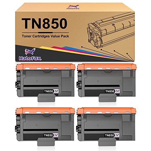 HaloFox Compatible Toner-Cartridge Replacement for Brother TN850 TN 850 TN-850 TN820 TN-820 TN 820 for HL-L6200DW MFC-L5900DW MFC-L5850DW MFC-L5700DW MFC-L6800DW HL-L5200DW Printer (Black, 4-Pack)