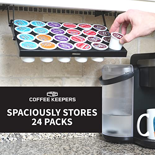 Coffee Keepers Under Cabinet Coffee Pod Holder - Storage Organizer for K-Cup® packs - Discreet Design - Holds 24 Single Coffee Pods - Easy, No-Drill Install - For Home, RV, & Boat Storage