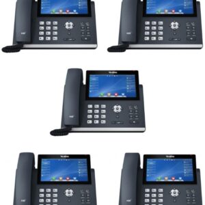 Yealink SIP-T48U IP Phone [5 Pack] 7-Inch Color Touch Screen Display, 16 Lines. Dual USB Ports, Dual-Port Gigabit Ethernet, PoE, Power Adapter Not Included (SIP-T48U)