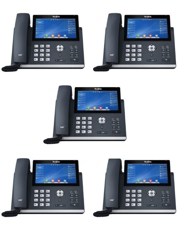 Yealink SIP-T48U IP Phone [5 Pack] 7-Inch Color Touch Screen Display, 16 Lines. Dual USB Ports, Dual-Port Gigabit Ethernet, PoE, Power Adapter Not Included (SIP-T48U)