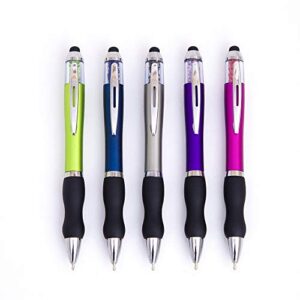 stylus pens for touch screens, medium point pens with crystals for women and kids black ink pen with stylus ballpoint pens with comfort grip for the ipad, 5-pack