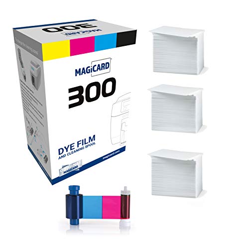 Magicard 300 Printer MC300YMCKO Color Ribbon - YMCKO - 300 Prints with Bodno Premium CR80 30 Mil Graphic Quality PVC Cards - Qty 300