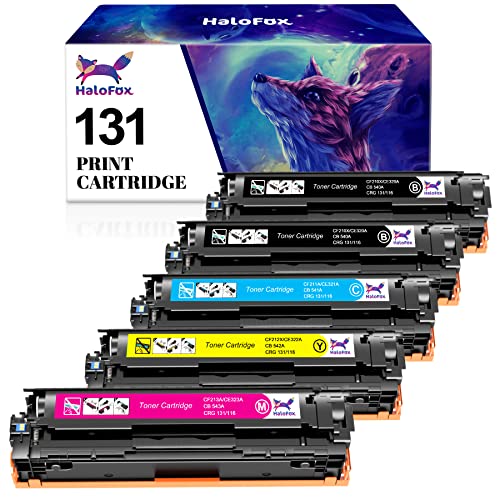 HaloFox Compatible Toner Cartridge Replacement for Canon 131 131h for Canon Color ImageClass MF8280Cw MF624Cw MF628Cw LBP7110Cw MF8230Cn Laser Printer (Black, Cyan, Yellow, Magenta, 5-Pack)