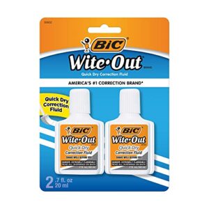 bic wite-out quick dry correction fluid – 2 pack – white color writeout – white-out