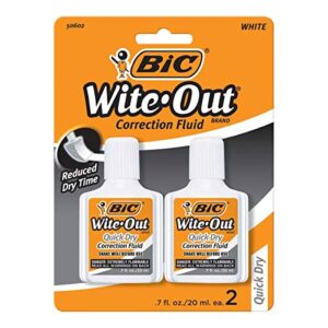 Bic Wite-Out Quick Dry Correction Fluid - 2 pack - white color writeout - white-out