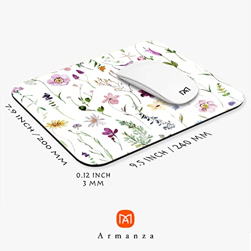 Armanza Square Mouse Pad Beautiful Flowers Plants, Personalized Premium-Textured Custom Mouse Mat Design , Washable Mousepad Lycra Cloth , Non-Slip Rubber Base Computer Mouse Pads for Wireless Mouse
