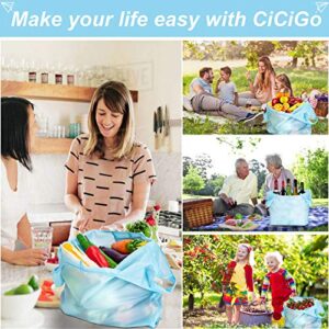 CiCiGo Large Reusable Bags Shopping Washable Foldable 6 Pack Grocery Bags Heavy Duty Lightweight Folding Gift Tote Bags Durable Polyester Color