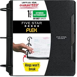 five star flex hybrid notebinder, 1-1/2 inch binder with tabs, notebook and 3-ring binder all-in-one, black (29324aa2)