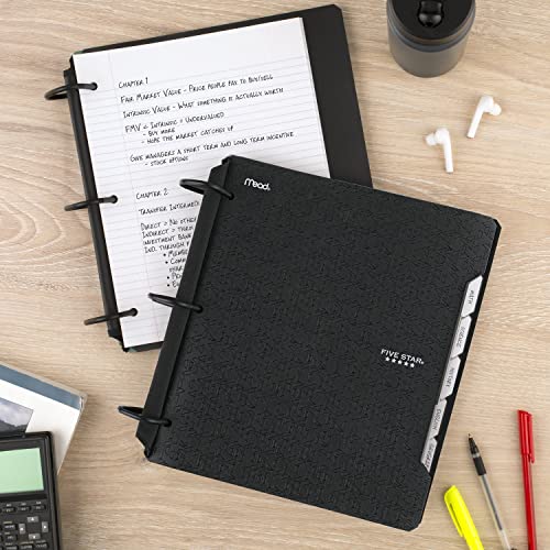 Five Star Flex Hybrid NoteBinder, 1-1/2 Inch Binder with Tabs, Notebook and 3-Ring Binder All-in-One, Black (29324AA2)