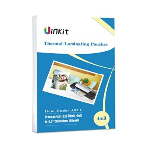 uinkit legal thermal laminating pouches 9×14.5inches 4mil legal size 100pack clear glossy lamination sheets laminator pockets (9×14.5×100-4mil)