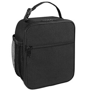 slticase lunch box for men women adults, insulated lunch bag for office work school travel picnic- reusable portable soft lunch box, school thermal meal tote bag set black