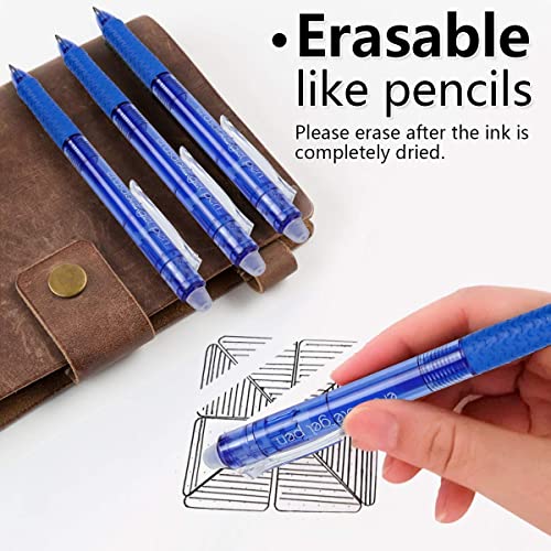 Vanstek 18 Pack Retractable Erasable Gel Pens Clicker, 9 Black & 9 Blue, Fine Point(0.7), Make Mistakes Disappear, Premium Comfort Grip Black & Blue Ink for Writting, Note Taking and Crossword Puzzles