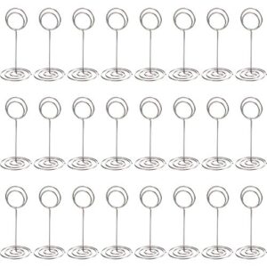 24 pack table number holder wedding table name card holder clips picture memo note photo stand (silver)