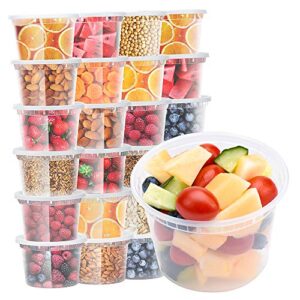 glotoch 24 pack 16 oz. (2 cups) plastic food and drink storage containers set with lids – microwave, freezer & dishwasher safe eco-friendly, bpa-free, reusable & stackable