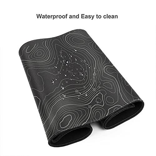 Topographic Contour Gaming Mouse Pad Large XL Long Extended Pads Big Mousepad Keyboard Mouse Mat Desk Pad Home Office Decor Accessories for Computer Pc Laptop