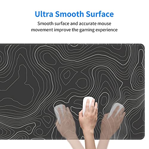 Topographic Contour Gaming Mouse Pad Large XL Long Extended Pads Big Mousepad Keyboard Mouse Mat Desk Pad Home Office Decor Accessories for Computer Pc Laptop