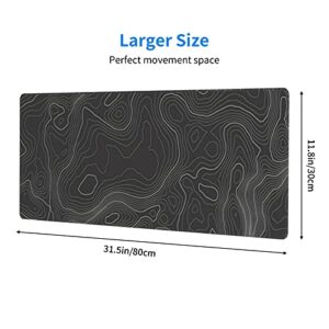 Topographic Contour Gaming Mouse Pad Large XL Long Extended Pads Big Mousepad Keyboard Mouse Mat Desk Pad Home Office Decor Accessories for Computer Pc Laptop