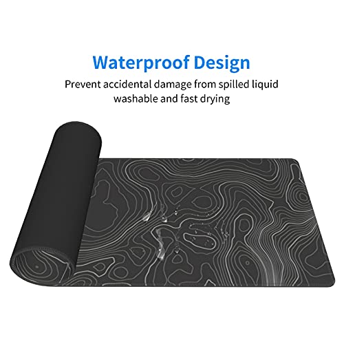 Topographic Contour Gaming Mouse Pad Large XL Long Extended Pads Big Mousepad Keyboard Mouse Mat Desk Pad Home Office Decor Accessories for Computer Pc Laptop