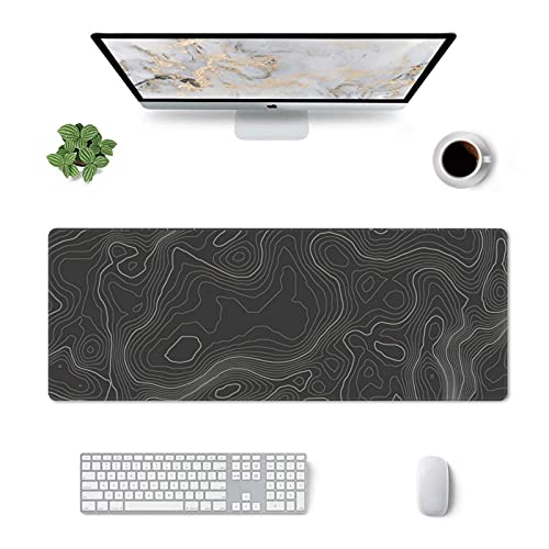 Topographic Contour Gaming Mouse Pad Large XL Long Extended Pads Big Mousepad Keyboard Mouse Mat Desk Pad Home Office Decor Accessories for Computer Pc Laptop